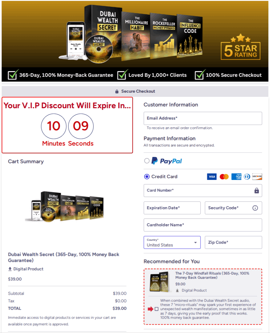 Dubai Wealth Secret Checkout